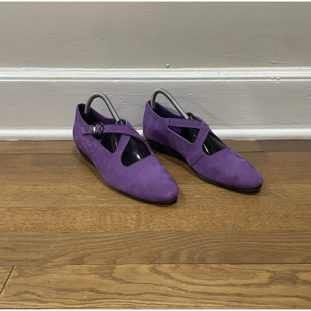 Arche Purple Suede Onynni Ballerinas Criss Cross Mary Jane Shoes Sz EUR 40 US 9